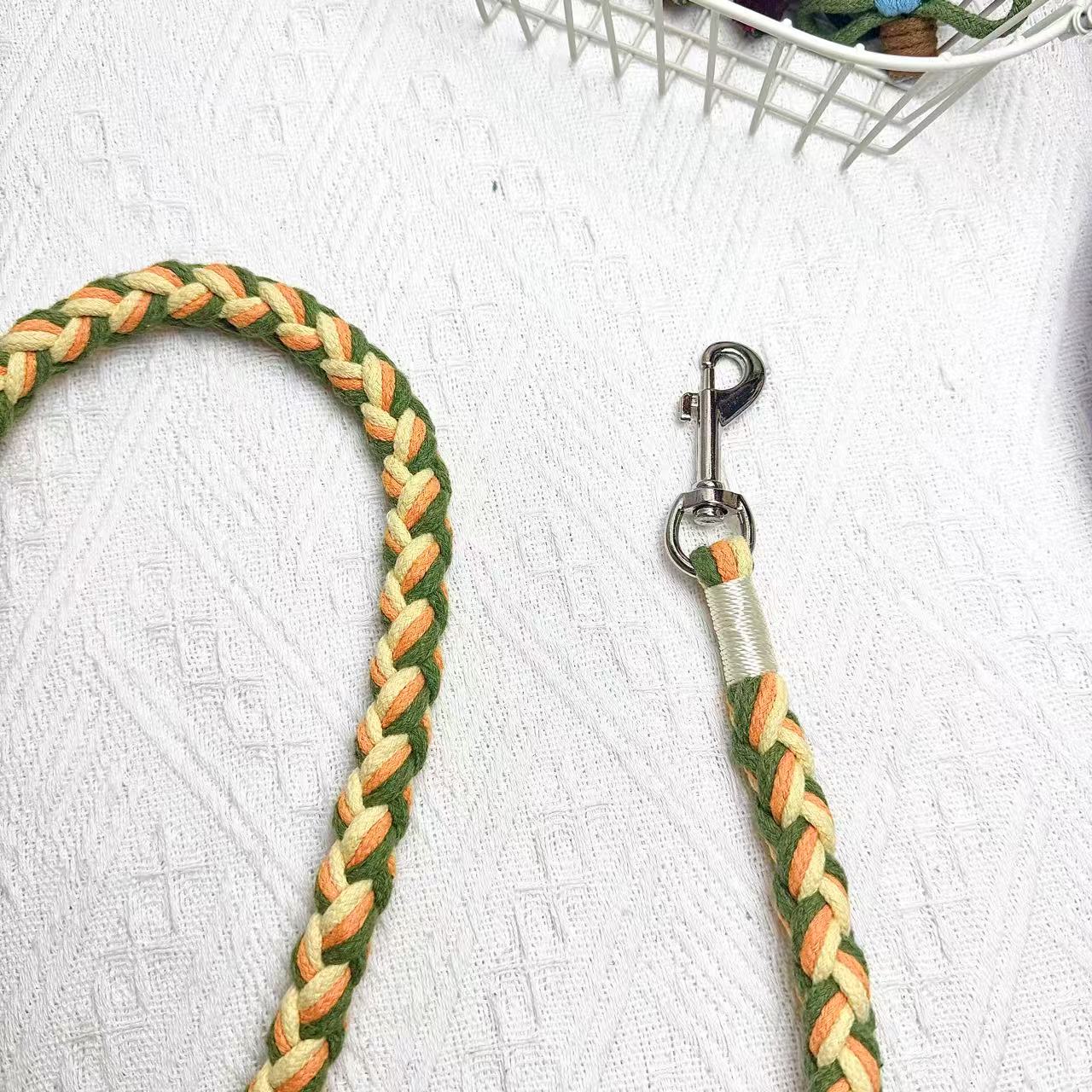 Orange & Yellow | 9-Flower Handwoven Decorative Dog Leash
