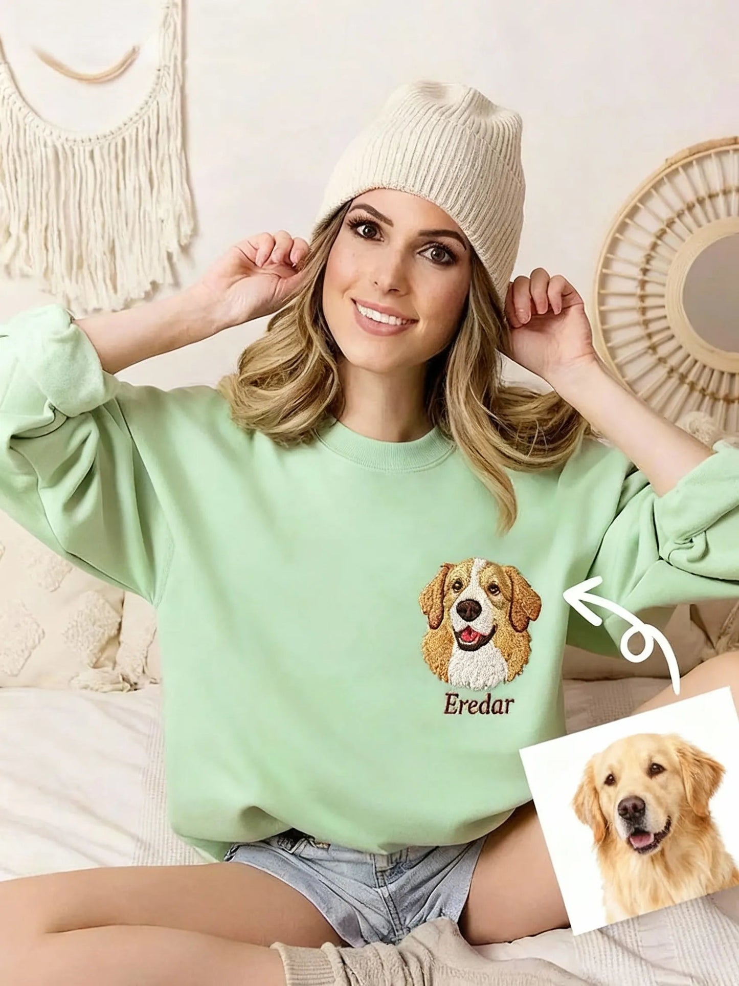 Custom embroidered pet portrait T-shirts/hoodies/sweatshirts