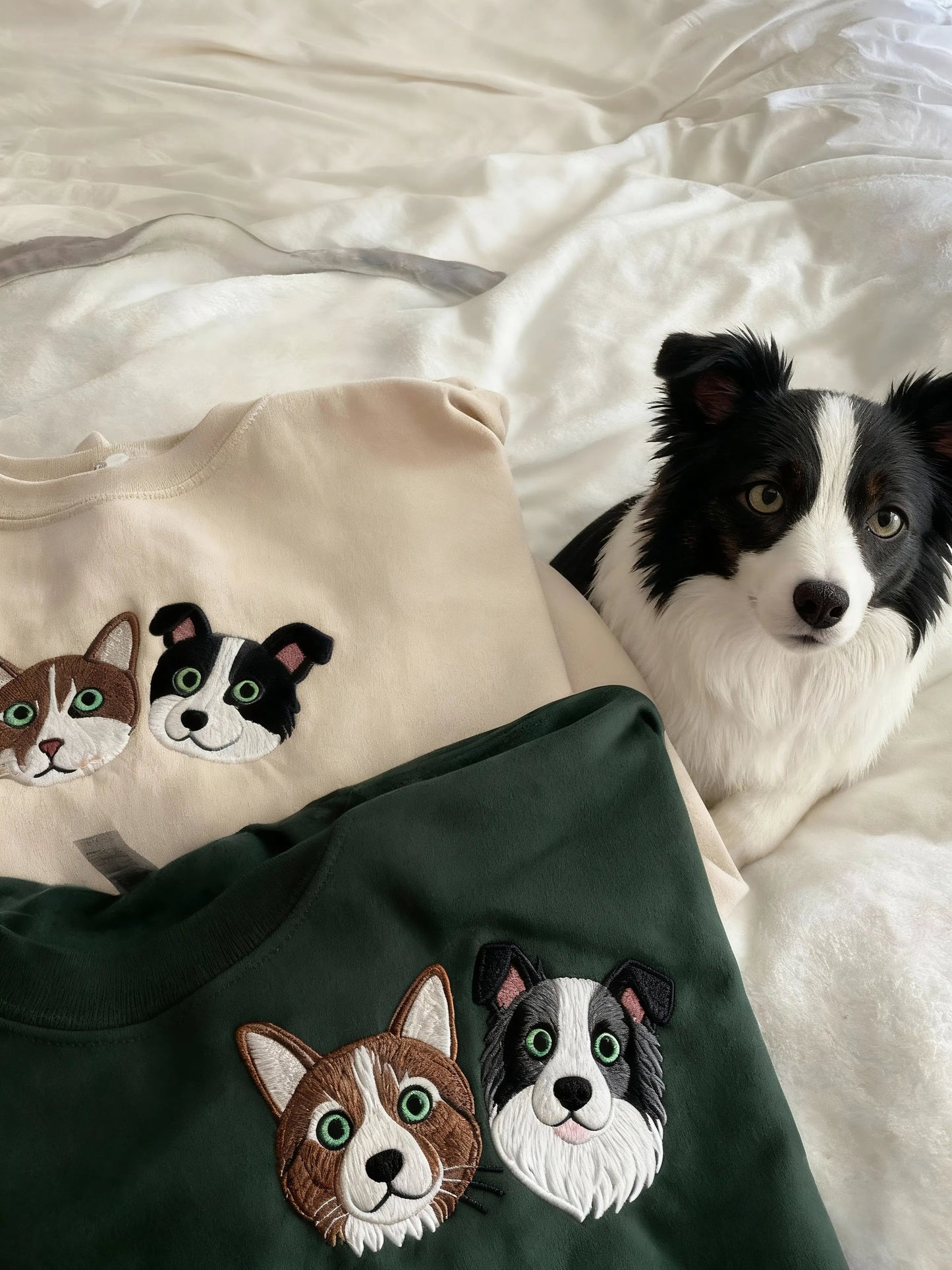 Custom embroidered pet portrait T-shirts/hoodies/sweatshirts