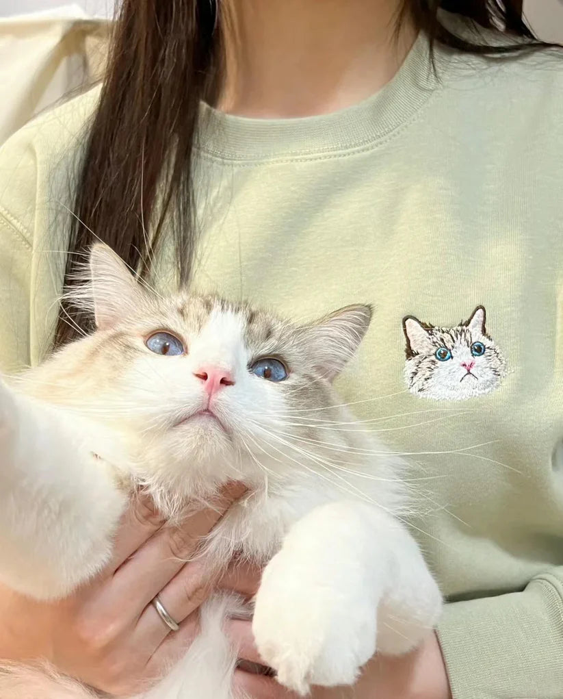 Custom embroidered pet portrait T-shirts/hoodies/sweatshirts