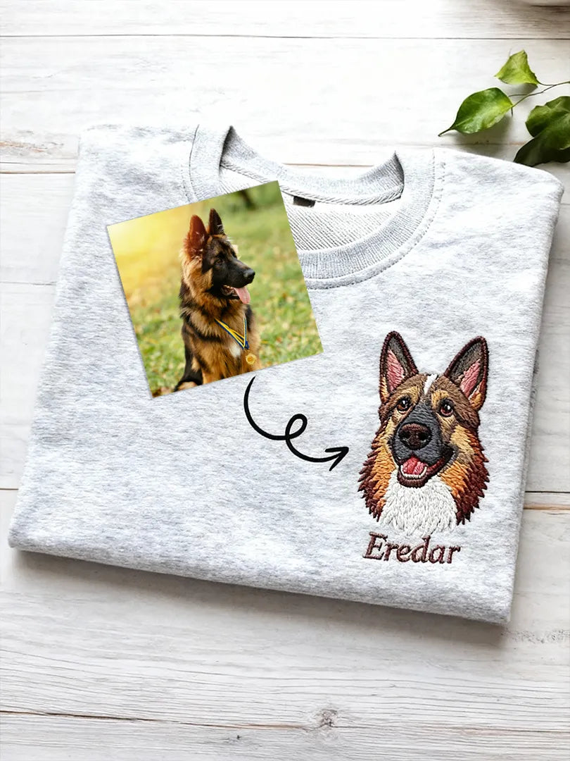Custom embroidered pet portrait T-shirts/hoodies/sweatshirts