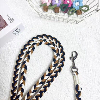 Black & Brown | 9-Flower Handwoven Decorative Dog Leash