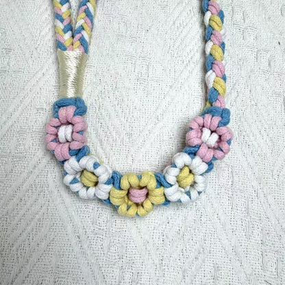 Blue & Pink | 5-Flower Handwoven Decorative Dog Leash
