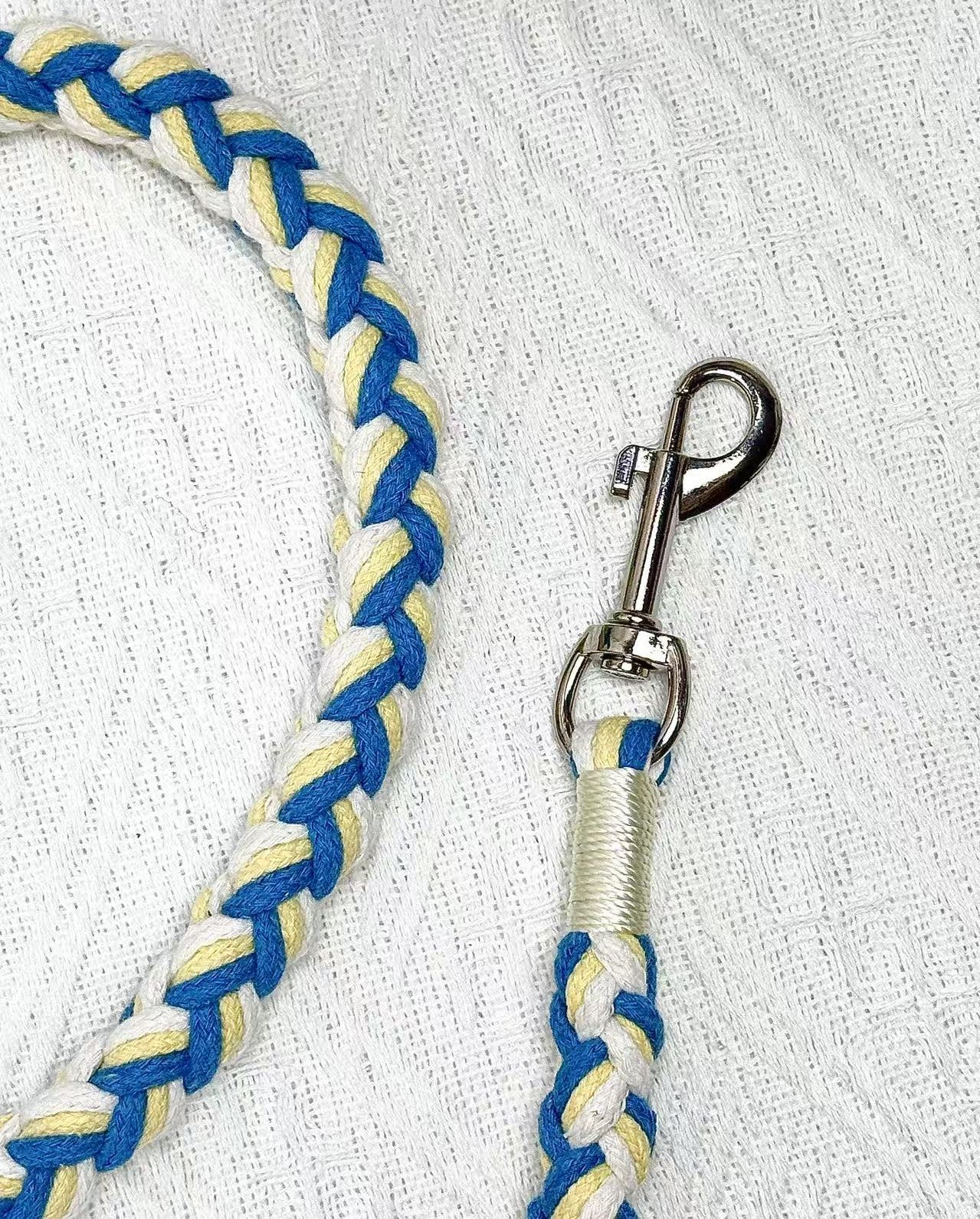 Blue & Yellow | 9-Flower Handwoven Decorative Dog Leash