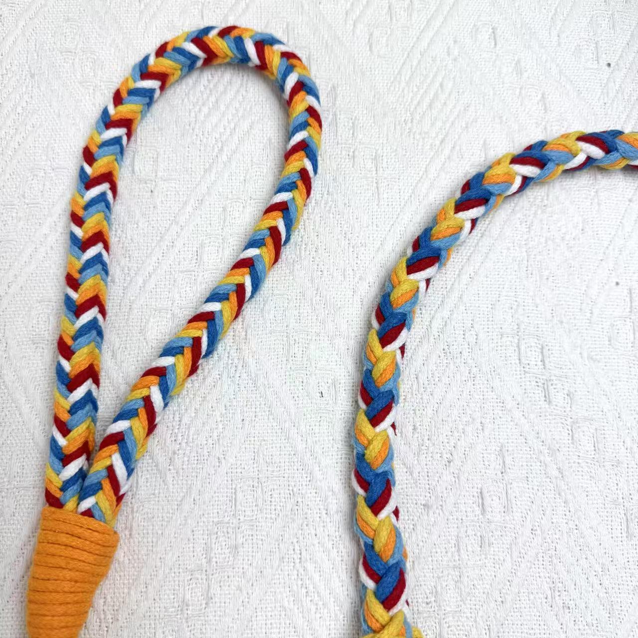 Red & Blue | 9-Flower Handwoven Decorative Dog Leash