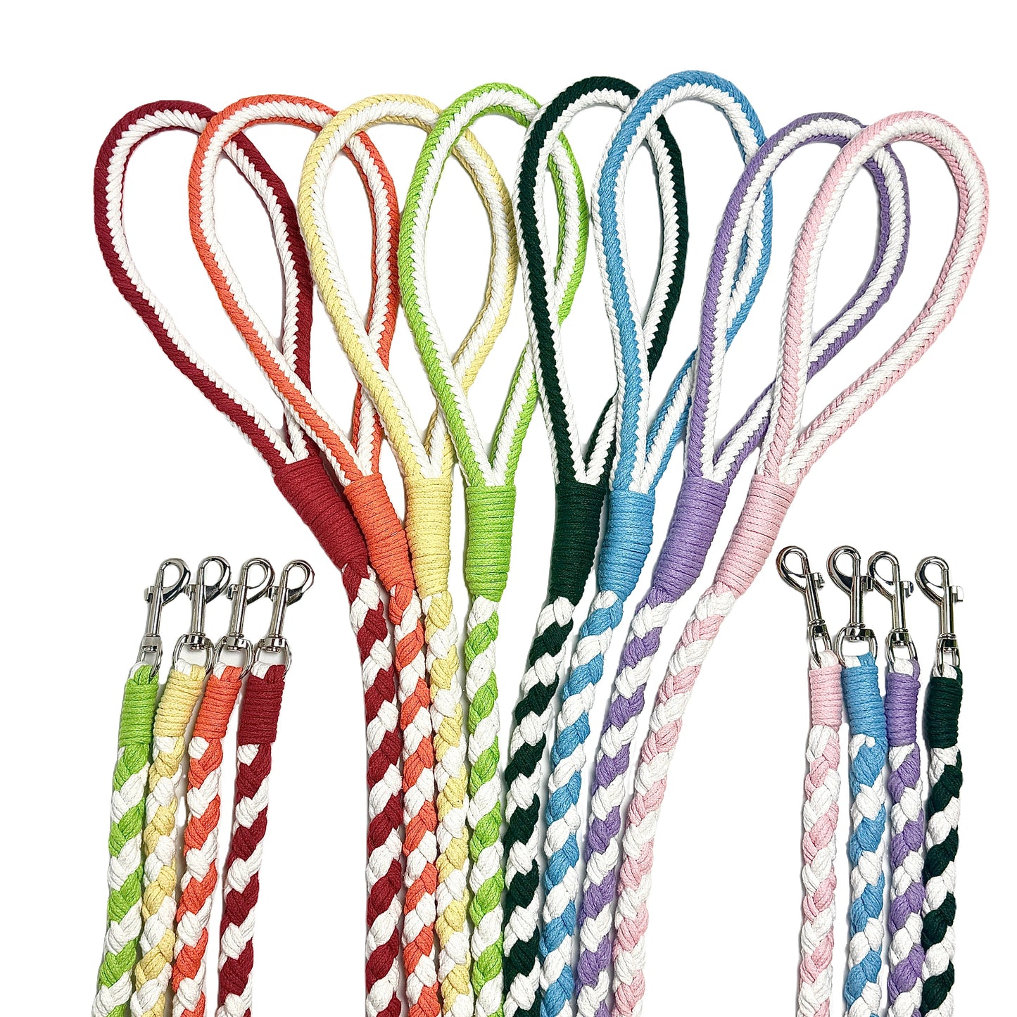 Green & White | Handmade Rope Dog Leash