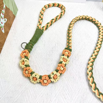 Orange & Yellow | 9-Flower Handwoven Decorative Dog Leash