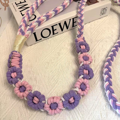 Pink & Purple | 9-Flower Handwoven Decorative Dog Leash