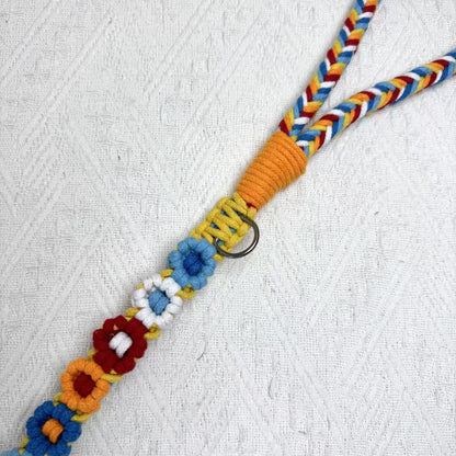 Red & Blue | 9-Flower Handwoven Decorative Dog Leash