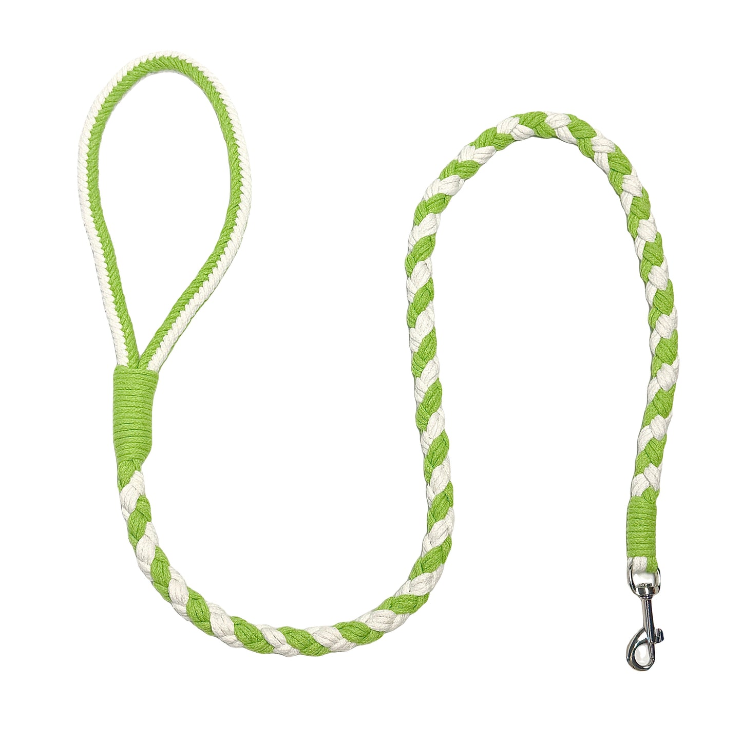 Green & White | Handmade Rope Dog Leash
