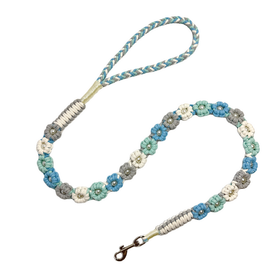 Deep Sea Mist | 25-Flower Handwoven Decorative Dog Leash