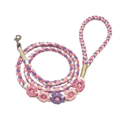 Purple & Pink | 5-Flower Handwoven Decorative Dog Leash