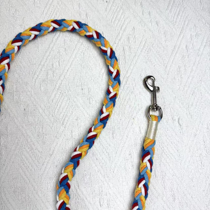Red & Blue | 9-Flower Handwoven Decorative Dog Leash