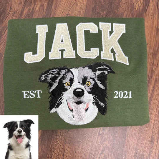 Custom embroidered pet portrait T-shirts/hoodies/sweatshirts